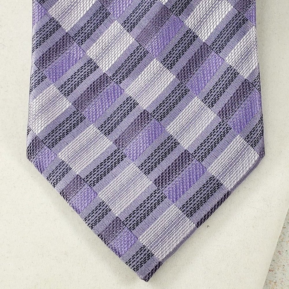 Men's Giorgio Brutini Purple Print Necktie HAND MADE - Picture 1 of 8